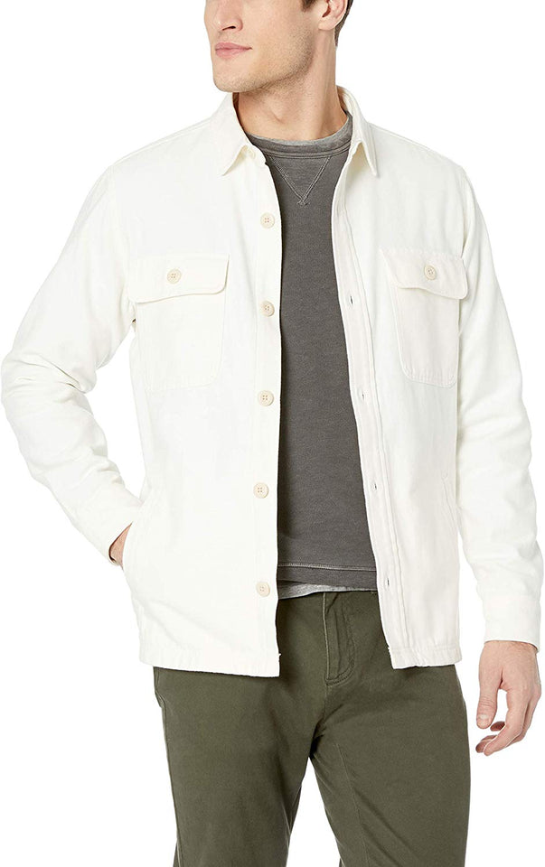 Goodthreads Chamarra de Sarga Rota Militar Camisa de Botones para Hombre