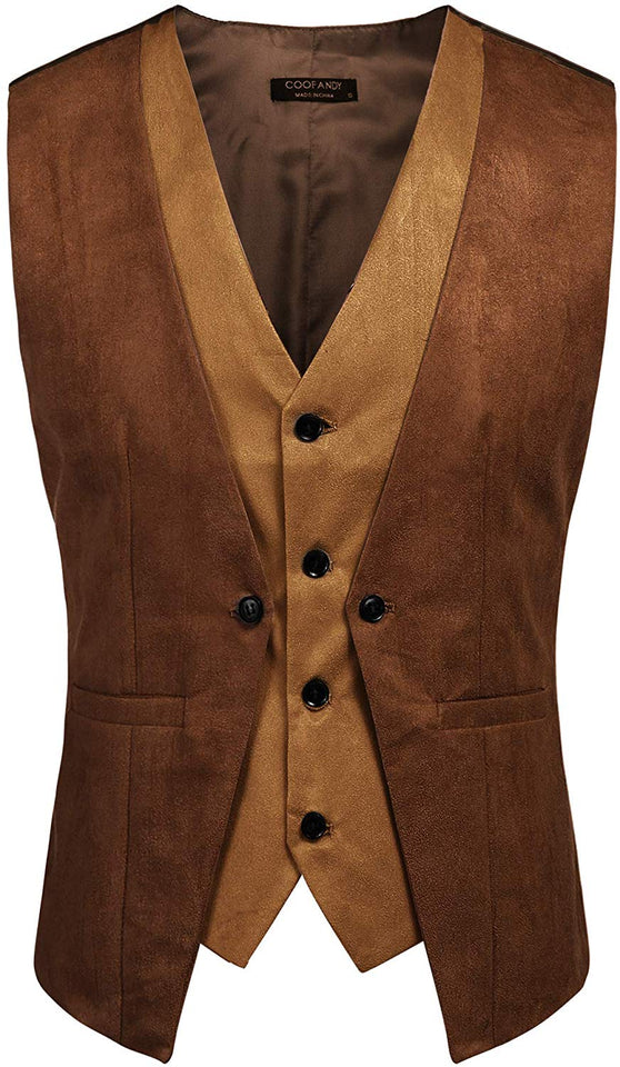 COOFANDY - Chaleco de Piel de Ante para Hombre