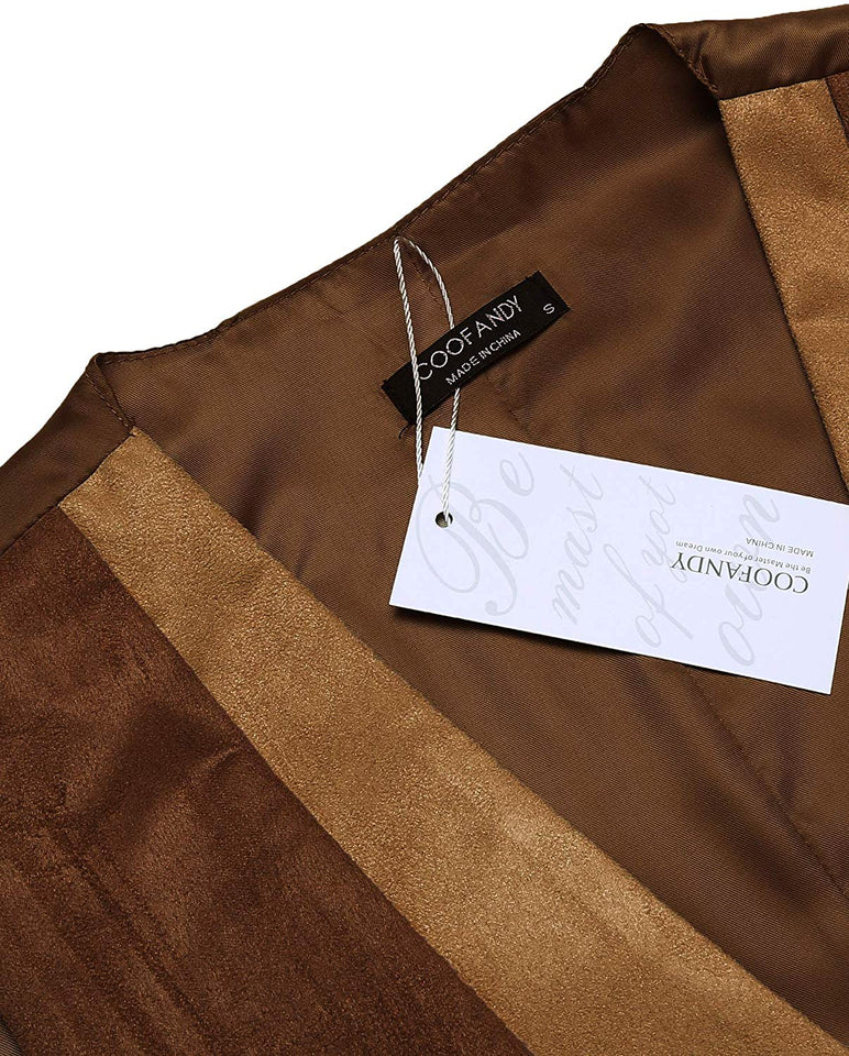 COOFANDY - Chaleco de Piel de Ante para Hombre