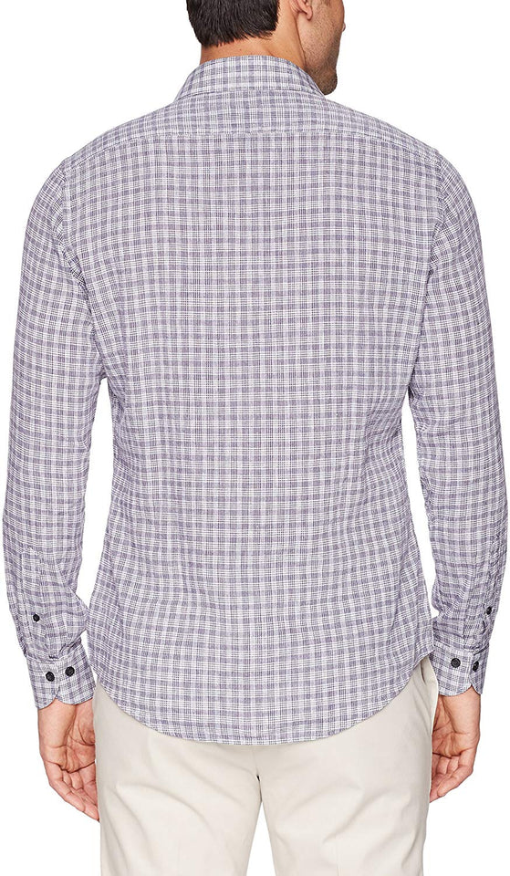 Buttoned Down estándar de Hombre Slim Fit Spread-Collar Lino Playera de Deporte