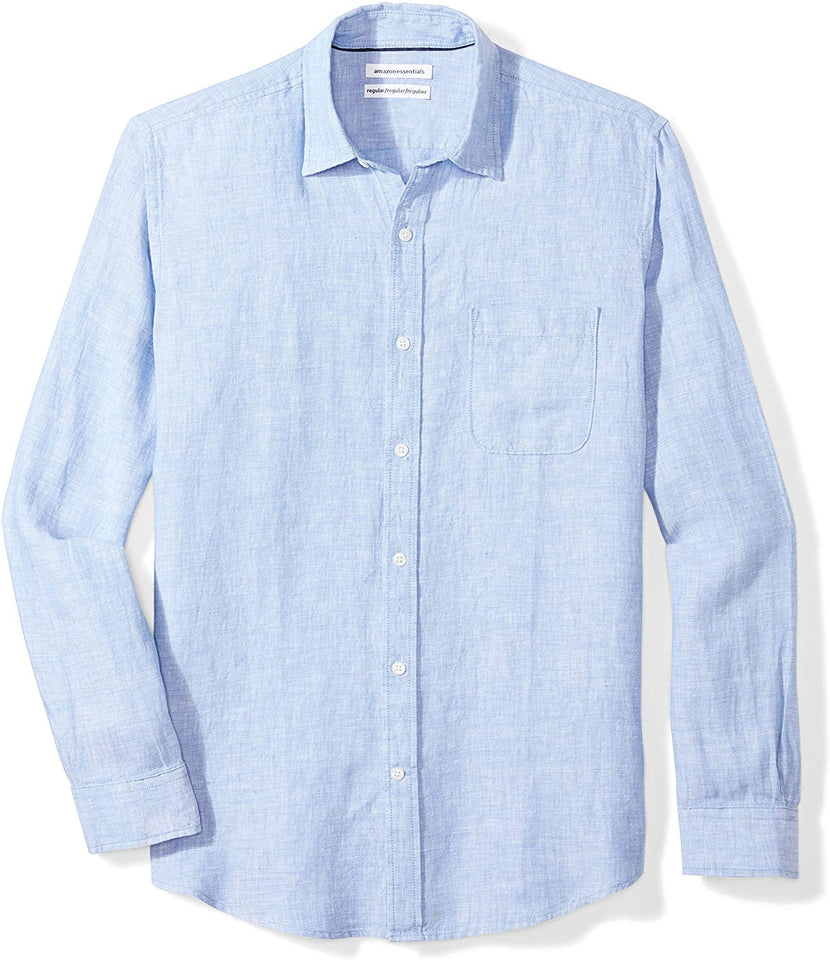 Amazon Essentials Camisa de Lino de Manga Larga para Hombre