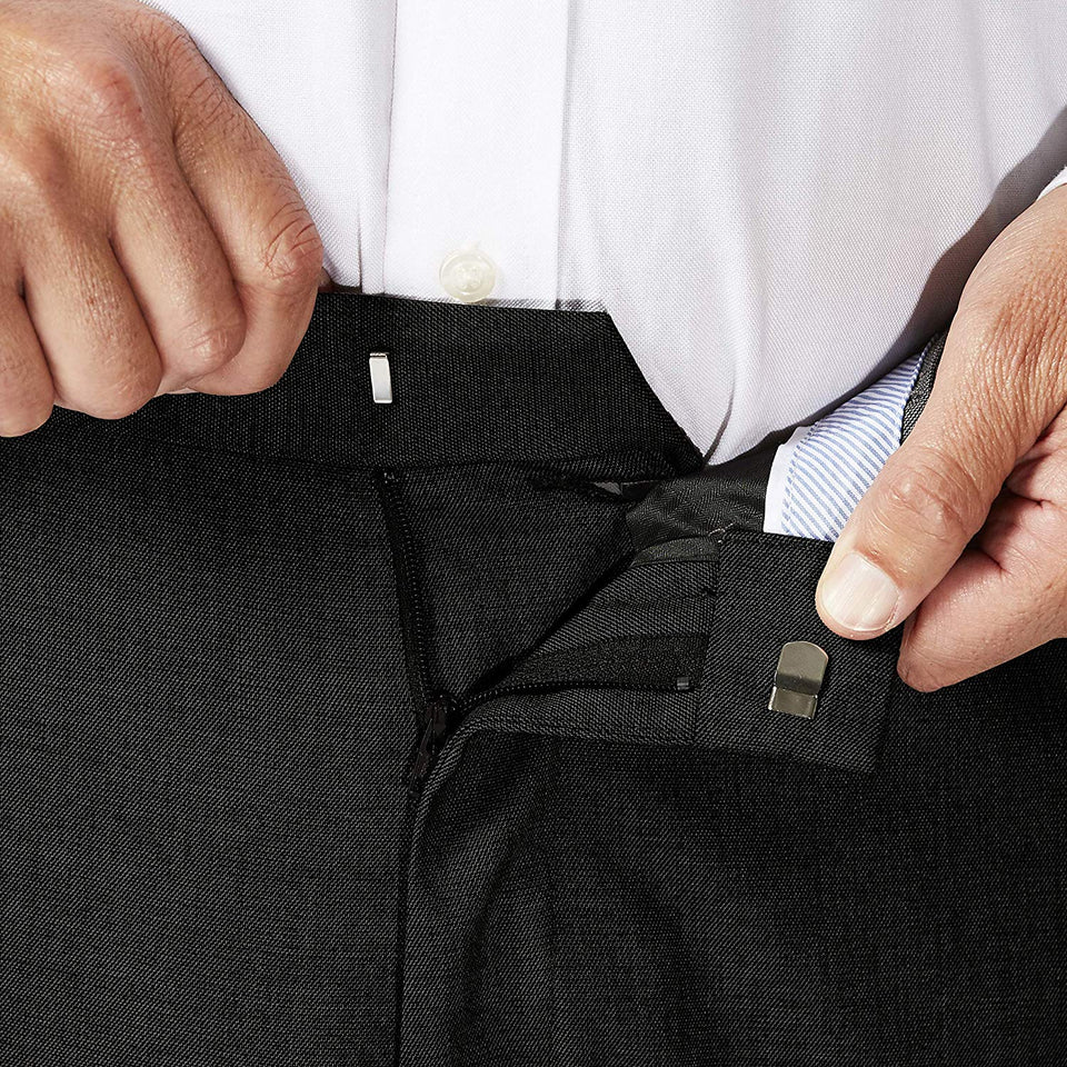 J.M. Haggar - Pantalones de Cintura Ampliable para Hombre, Talla Grande y Alta, Corte clásico, Parte Delantera Plana